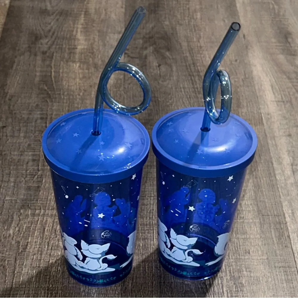 Set of 2 Disney Blue Duffy Bear Cups with Lids & Straws from Shanghai Disney